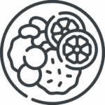 Icone graphique presentant le plat principal pour le site internet du restaurant La Table de 3 à Bordeaux